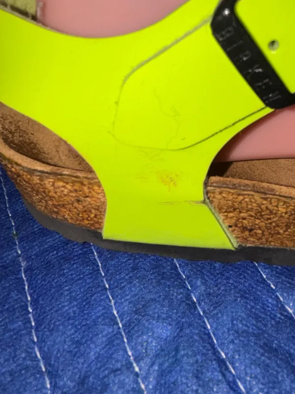 Birkenstock Kairo Patent Leather Kiwi Neon Lime Thong T-Strap Sandals 38 7.5 - Image 6
