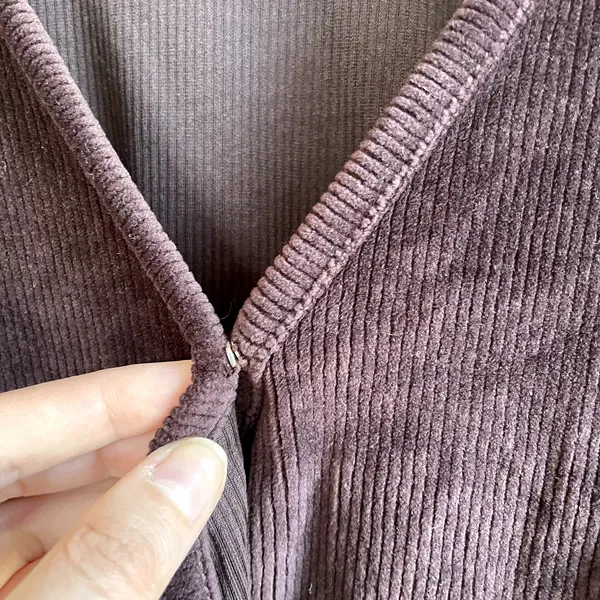 Madewell purple corduroy faux wraparound long sleeved blouse women's size M‎ - Image 4