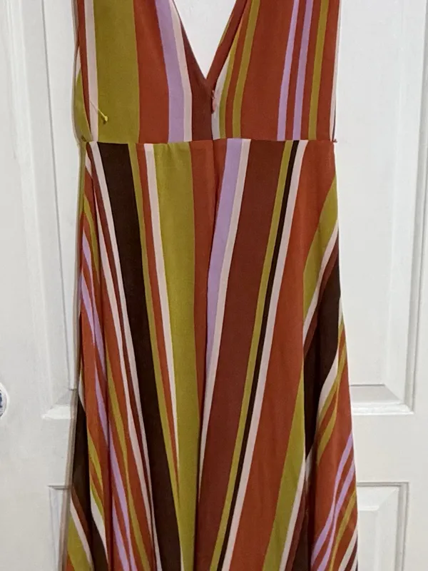 Forever 21 large Striped V-Neck Maxi Dress in Orange, Yellow and Brown - Image 7