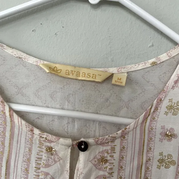 Avaasa pink‎ and white modest 3/4 sleeved lightweight dress women size medium - Image 3