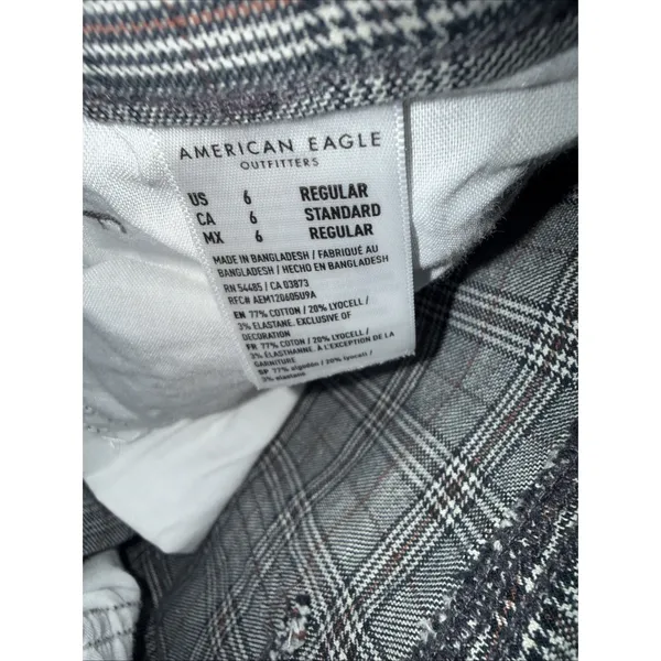 American Eagle Mom Straight Pant 6 Gray Plaid Stretch - Image 4