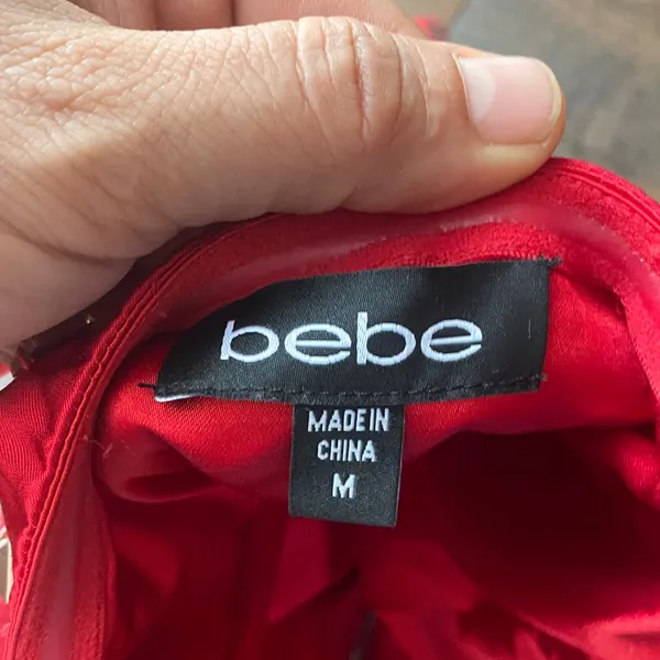 Y2K bebe Red Strapless Top with Metallic Accents - Image 3