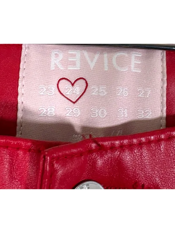 REVICE Red Faux Leather Bootcut Pants Size 24 - Image 9