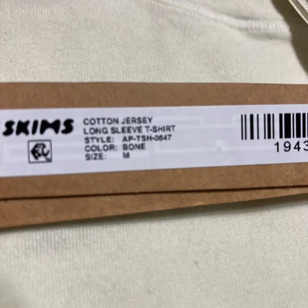 SKIMS Long Sleeve Cotton Jersey T-Shirt M - Image 5