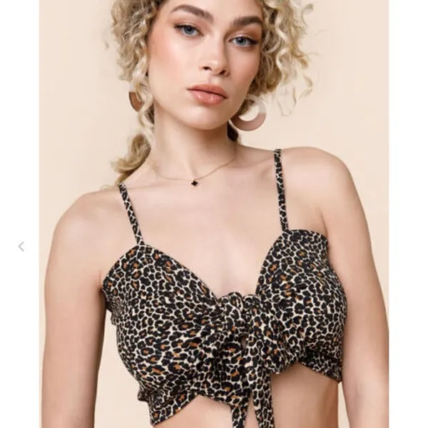 NWT Jenna Tie Front Cami 44 Leopard print.‎ Size Medium Black - Image 3