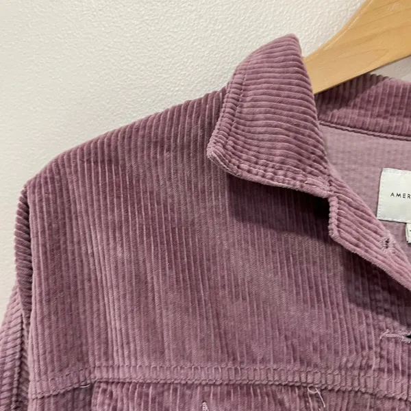 American Eagle Corduroy Cropped Jacket Mauve Button‎ Front Women’s Size XS - Image 4