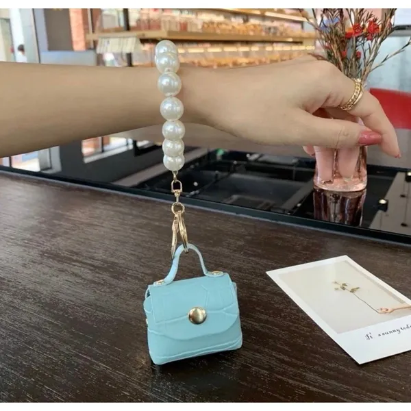 NWT Mini Purse Keychain Pink Faux Leather with Pearl Handle, Coin‎ Holder - Image 6