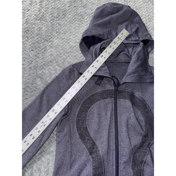 Lululemon Womens Stride Zip Up Hoodie High Collar Heathered Purple Fitted Sz 6 - Image 7