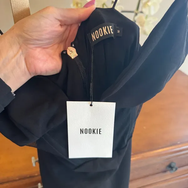 Nookie Sade Mesh Gown Black Size Medium $319 Retail - Image 4