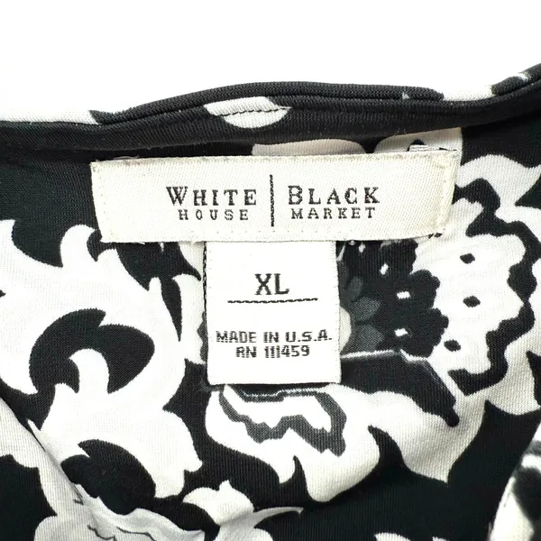White House Black Market WHBM Size XL Tank Top Shirt Blouse Black White Lace - Image 4