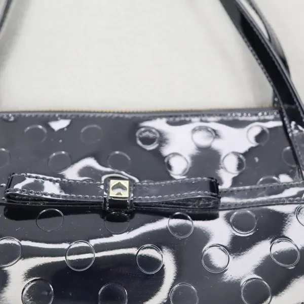 Kate Spade Sophie Camellia‎ Street Tote Bag Black Patent Leather Polka Dot Bow - Image 2