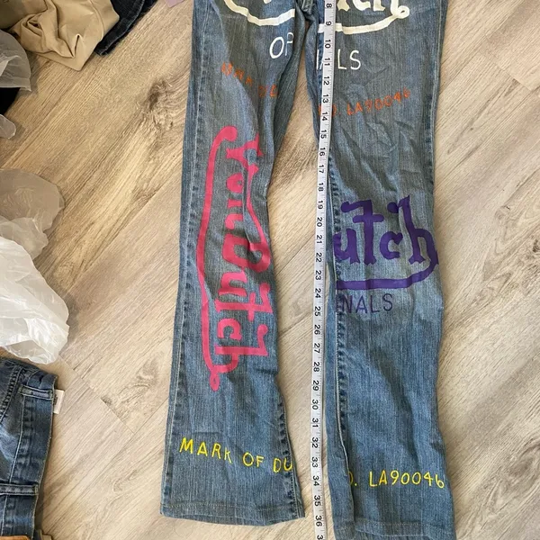 hand painted logo graphic jeans - Image 4