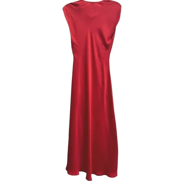 Anthropologie Maeve Cap Sleeve Cowl‎ Neck Slip Red Side Slit Midi Dress XS P - Image 6