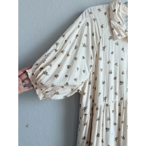 Torrid Cream Floral Button Challis Tiered Hi-Low Relaxed Maxi Dress‎ Women's 2X - Image 6