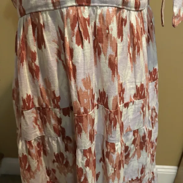 House of Harlow Linen Blend Midi‎ Dress Strap Tie Boho Beachy Resort Medium - Image 5