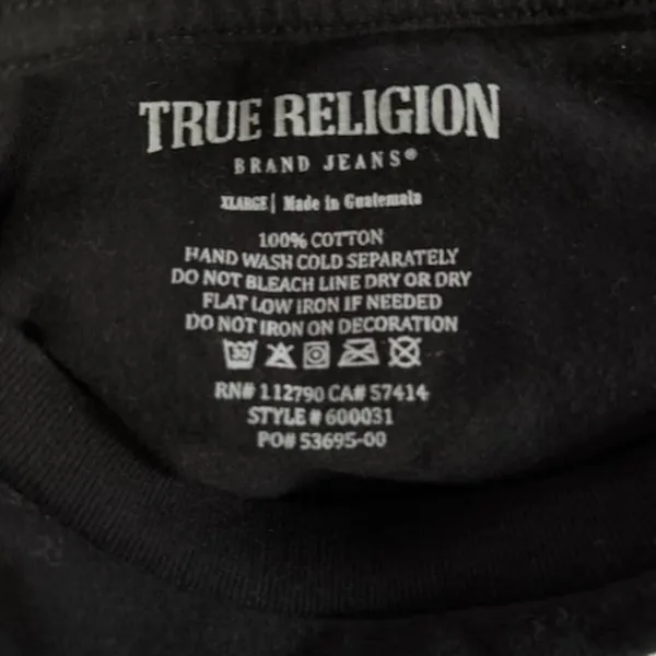 True Religion Women’s XL Black World Tour California Rhinestone Logo Graphic Tee - Image 5