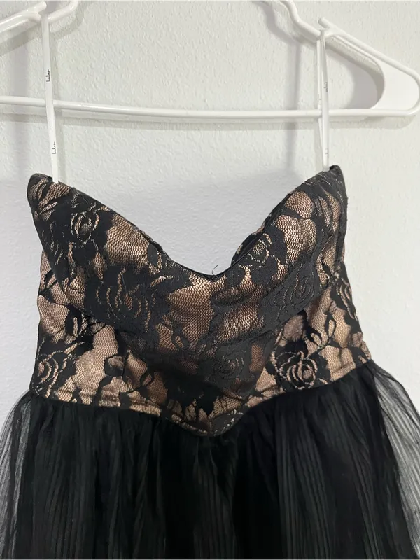 Lulus Sensational Darling Black Lace Tulle Tiered Strapless Maxi Dress - Image 7