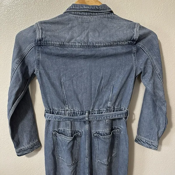 Lucky Brand Jumpsuit Sz Small Liquid Denim Luxe Coveralls Tie‎ Front Long Sleeve - Image 5