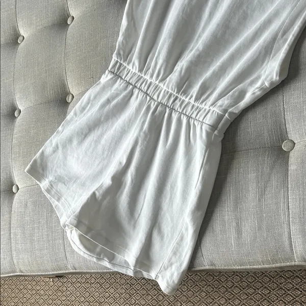 Zara White Cotton Blend Sleeveless Romper One Piece Size Medium - Image 3