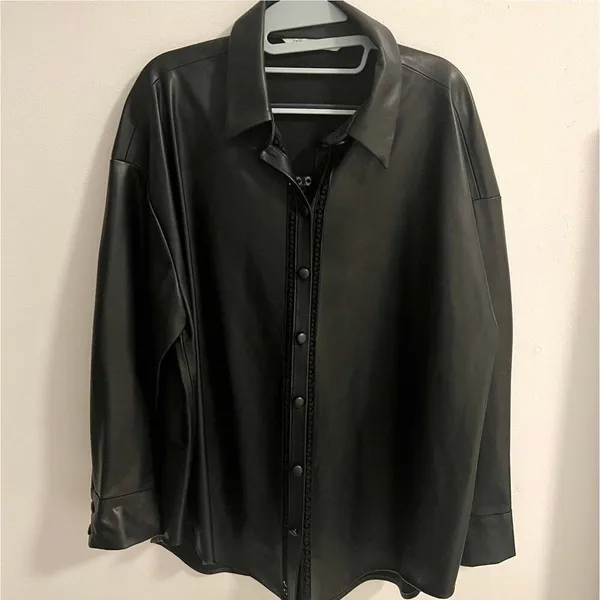 Zara leather embellished shirt jacket - Image 2