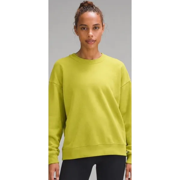 Lululemon Women Sweatshirt XL Yellow Perfectly Oversized Crew Pullover Logo - Image 2
