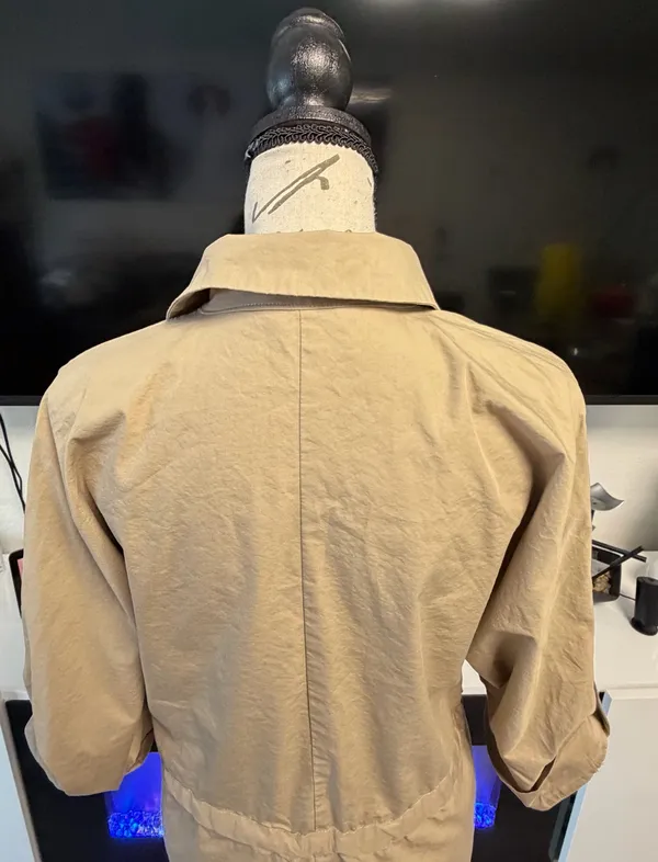 📌 TITLE Zara Khaki Tan Utility Drawstring Button Down Blouse Top XS - Image 9