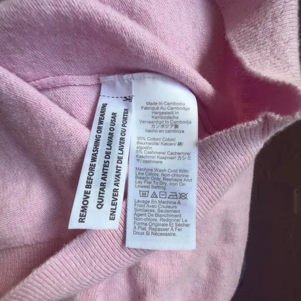 J.Crew Pink Cotton Cashmere Puff Sleeve Crewneck Sweater Medium - Image 4