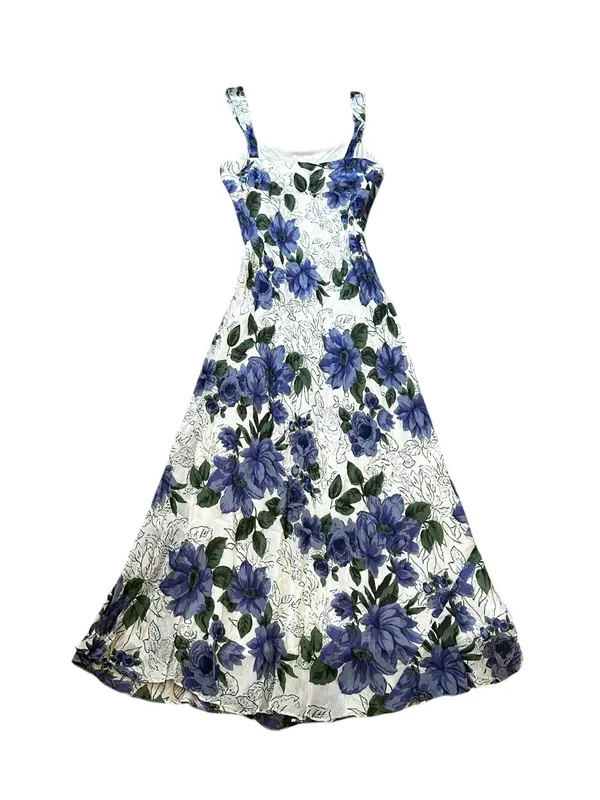 Vintage Floral Midi Dress Sequin Beaded 90s Y2K Feminine Cottagecore Party - Image 7