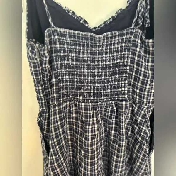 Abercrombie & Fitch Blue Gingham Plaid Linen Blend Romper Size S - Image 6