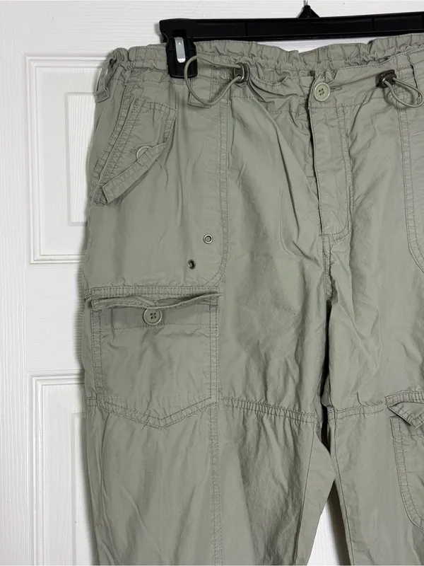 Las Olas Utility Women's Cargo Pants Sage Green Y2K Gorpcore Aesthetic Size 14 - Image 2