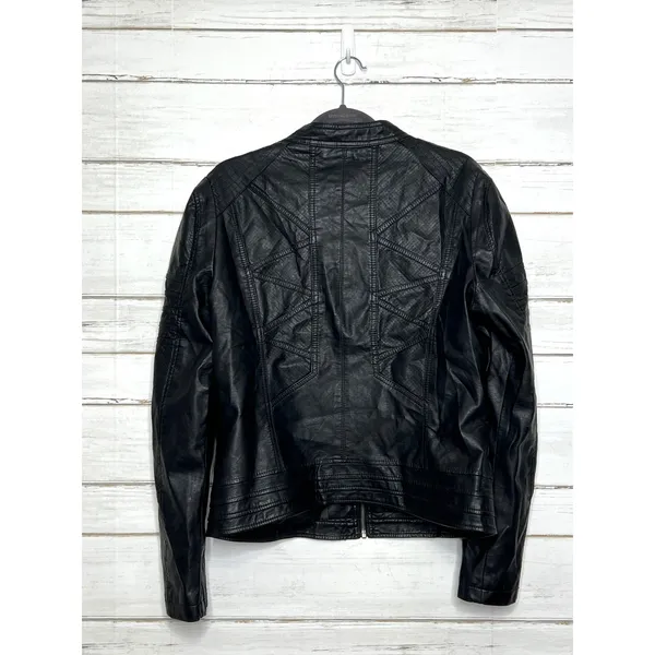 Made by Johnny Black Faux Leather Moto Jacket Size XXL Zip Front - Image 2