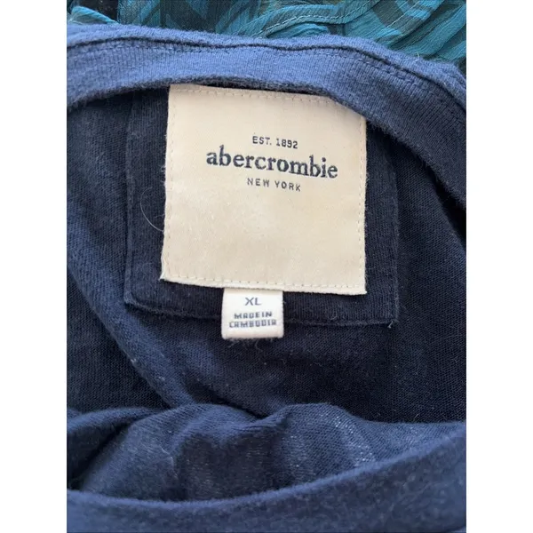 Abercrombie & Fitch Womens XL Navy Blue Long Sleeve Graphic Tee Moose Logo NY - Image 5