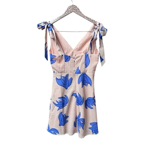 NEW Indi Luxe Indikah Mykonos Morning Tied Shoulder Mini Dress Beige Medium NWT - Image 4
