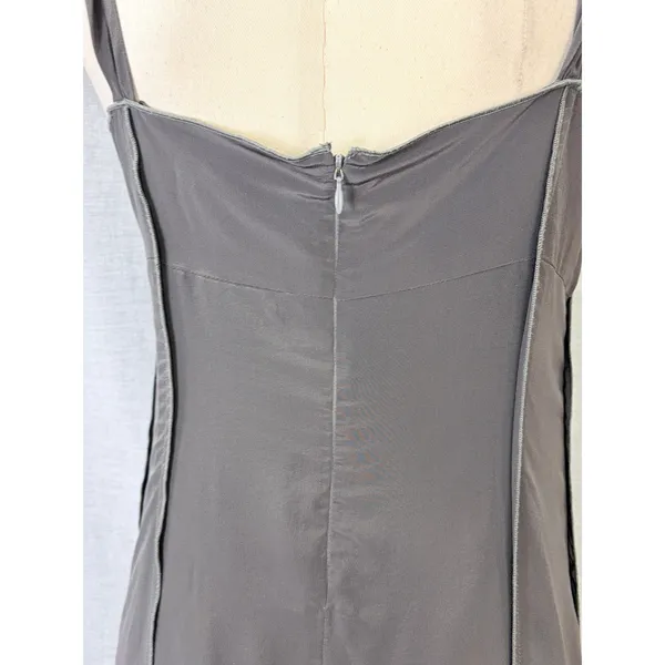 A Pea in the Pod Silk Maternity Dress L Charcoal Gray Empire Waist Cocktail - Image 7