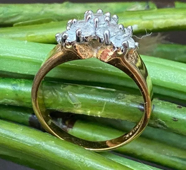 Vintage 18KGE Gold Electroplated CZ Cocktail Ring Size 8 - Image 2