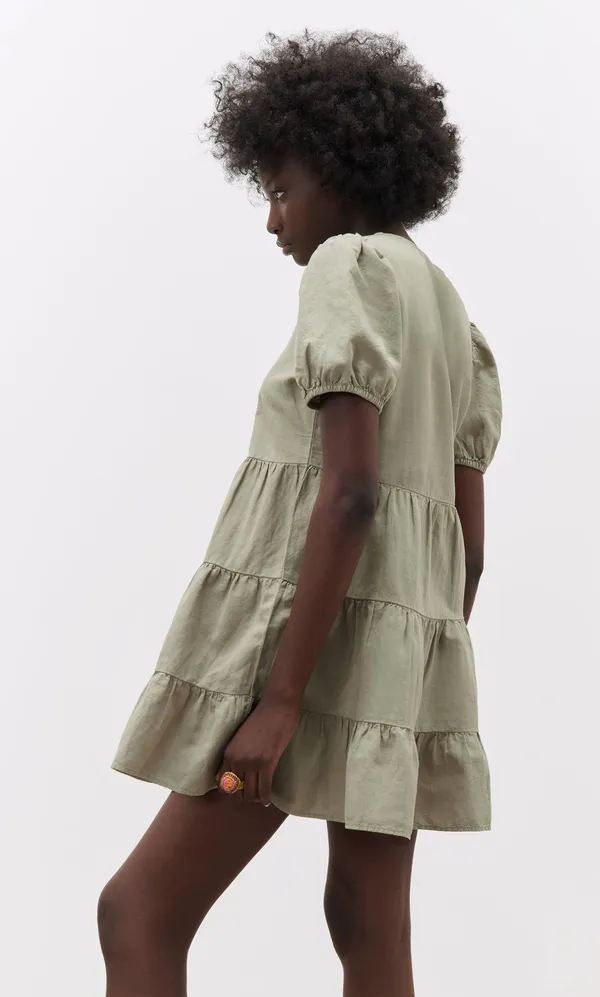 Zara Linen Blend Tiered Dress - Image 3
