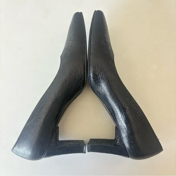 Stuart Weitzman Black Leather Pumps Mid Heels Square Toe Women's Size 7 B - Image 8