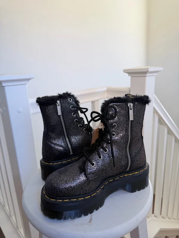 Dr. Martens Jadon Glitter Faux Fur Lined Platform Boots - Image 5