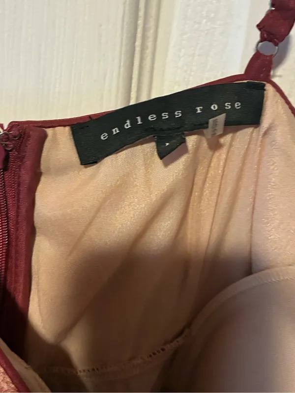 Endless Rose Burgundy Lace Floral tiered Dress - Image 2