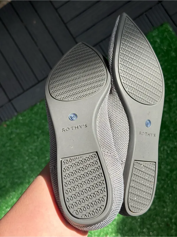 Rothy's The Point Cloud Grey Birdseye Pointed Toe Flat Size W8.5 - Image 10