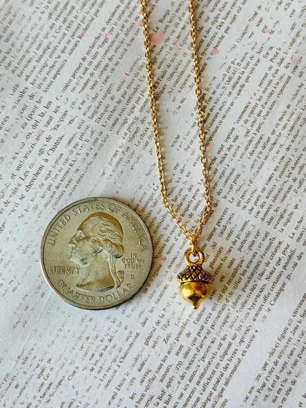 Handmade antique gold tone acorn cute fairy vintage style necklace🍂🐿🍃 - Image 5