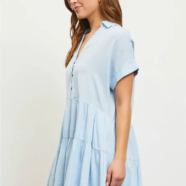 Mustard Seed Sky Blue Tiered Mini Dress - Image 2
