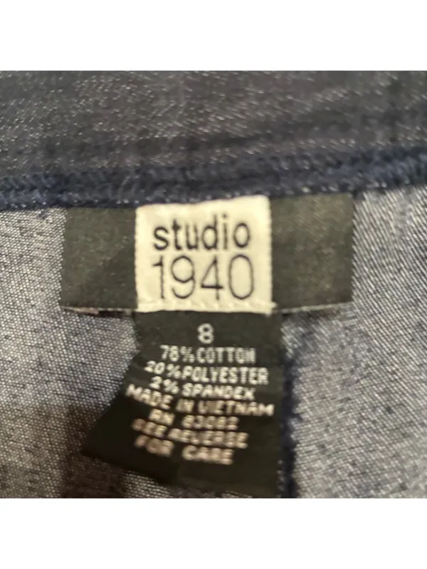 Studio 1940 Dark Blue Stretch Denim Look Mini Skort Utility Y2K Boho Size 8 - Image 2