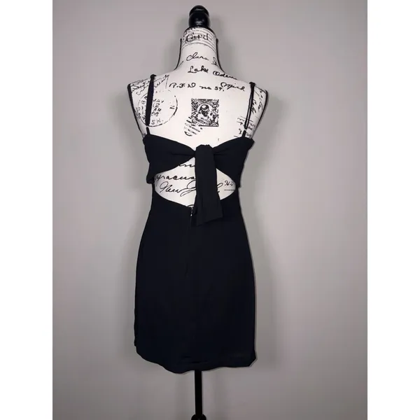 Lulus Black Tie-Back Square Neck Backless Mini Dress Women's Size Medium - Image 3