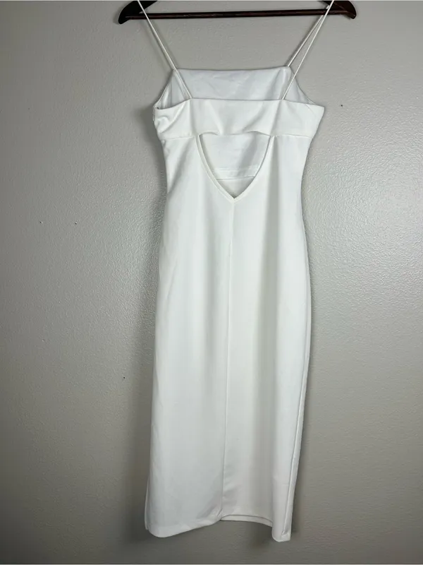 Princess Polly White Bungee Strap Midi Dress with Side Slit Size 4 Bridal - Image 5