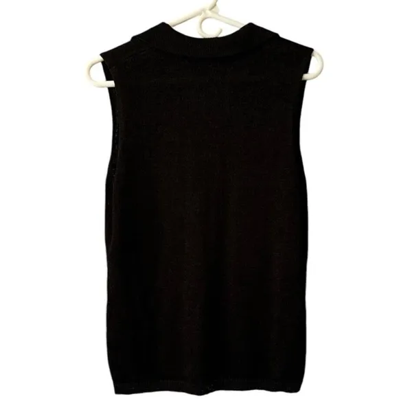Josephine Chaus‎ Black Sleeveless Lightweight Polyester Blend Sweater Size Large - Image 2