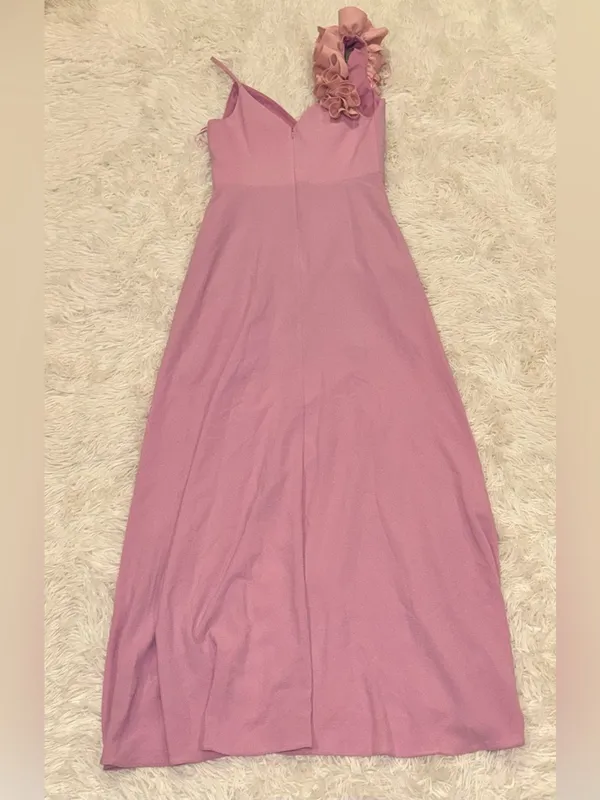 Dress The Population Camelia Ruffle-Shoulder V Neck Crepe Maxi Dress sz L - Image 7