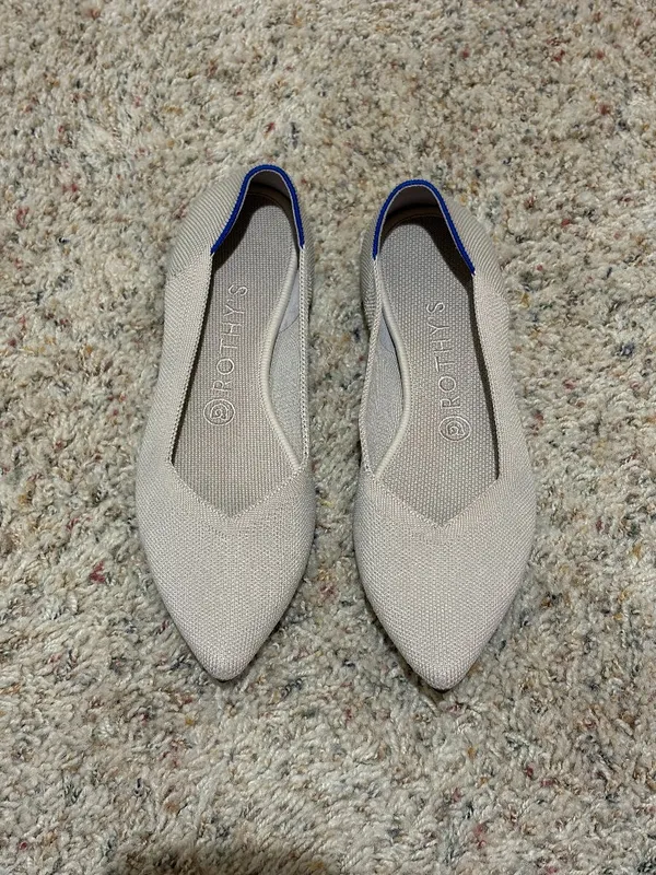 Rothy's The Point Ballet Flats Pointed Toe Knit Light Tan Beige - Image 2