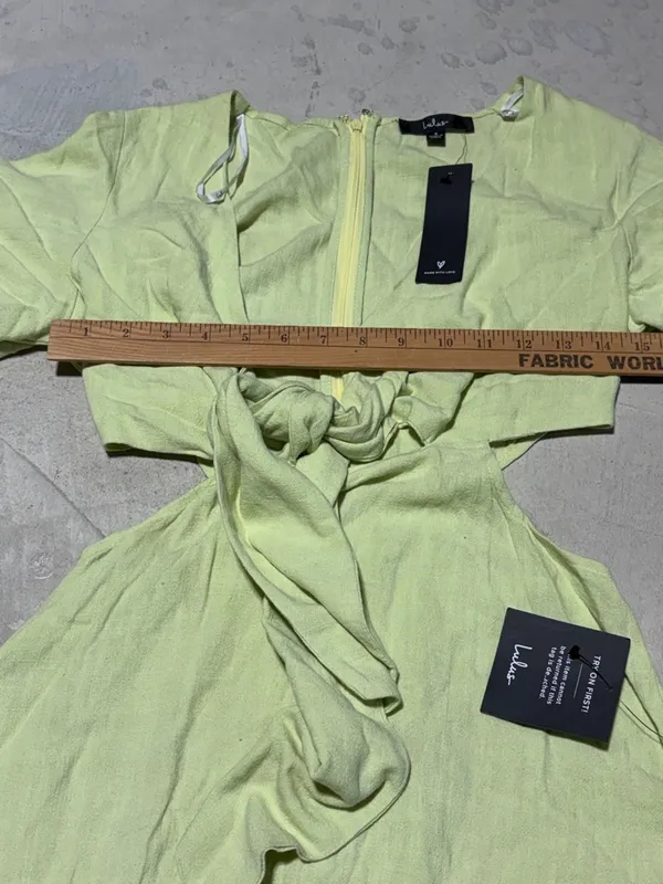 NWT Lulus summer journey Lime Green Tie-Front cutout Midi Dress small - Image 8