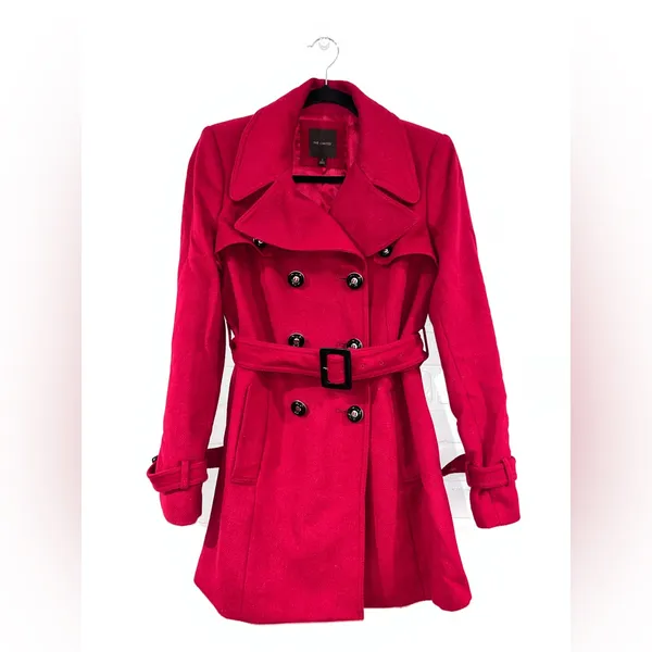 The Limited Red Wool Belted Pea Coat - Image 3